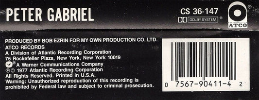 Peter Gabriel : Peter Gabriel (Cass, Album, RE, Sev)