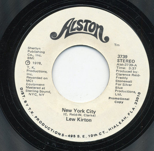 Lew Kirton : New York City (7", Promo, Styrene)