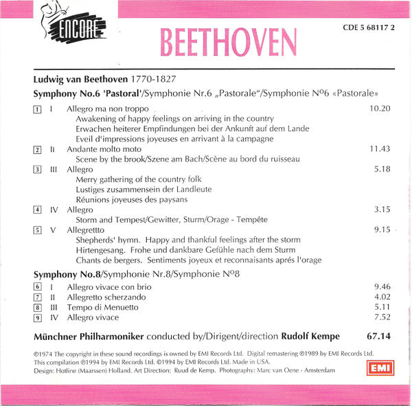 Ludwig van Beethoven : Symphonies Nos. 6 Pastoral & 8 (CD, Comp)
