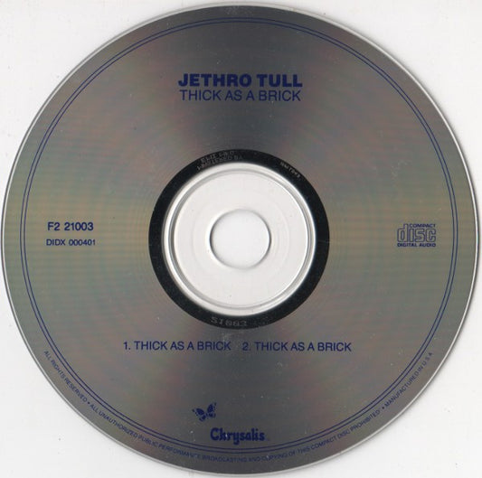 Jethro Tull : Thick As A Brick (CD, Album, RE)