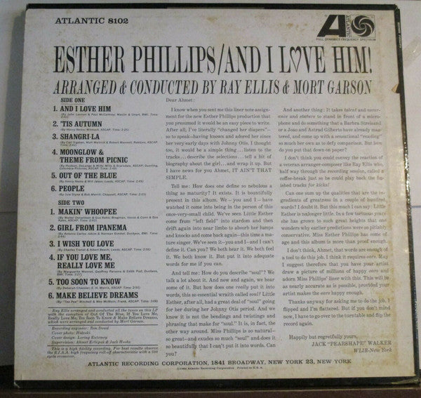 Esther Phillips : And I Love Him (LP, Album, Mono)