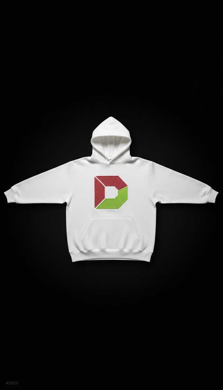 White Logo Hoodie Cotton Blend
