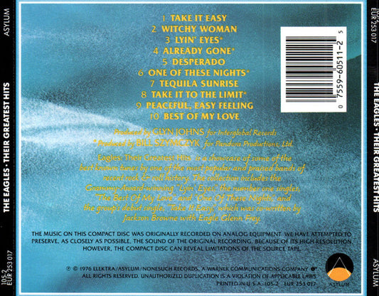 Eagles : Their Greatest Hits (1971-1975) (CD, Album, Comp, RE, ARC)