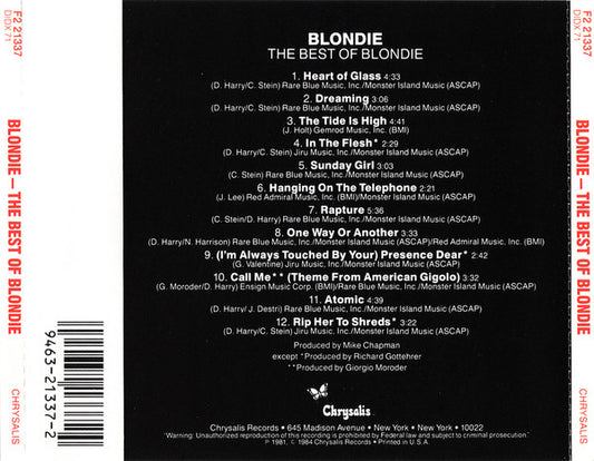 Blondie : The Best Of Blondie (CD, Comp, RE)