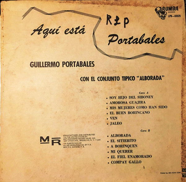 Guillermo Portabales : Aqui Esta Portabales (LP)