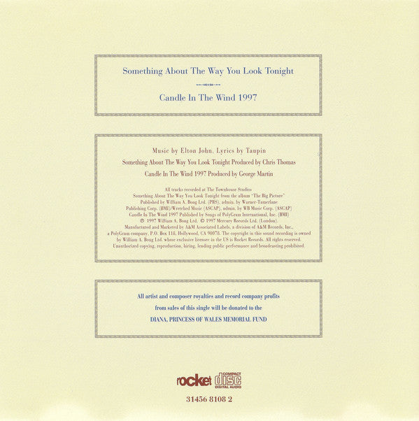 Elton John : Something About The Way You Look Tonight / Candle In The Wind 1997 (CD, Single)