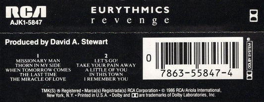 Eurythmics : Revenge (Cass, Album)