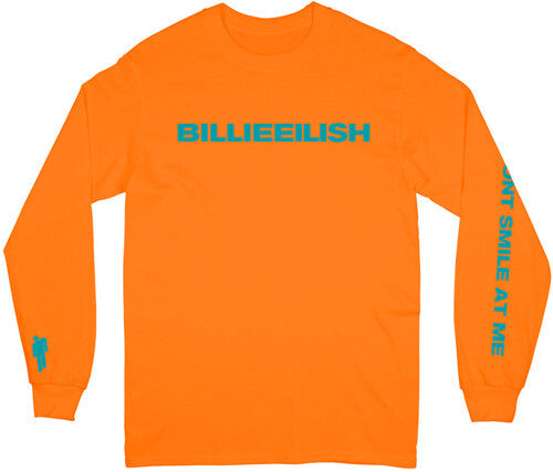 Billie Eilish - Billie Eilish Don't Smile Unisex Long Sleeve T-Shirt Small (Large Item, Orange, Small Long Sleeve Shirt) (LP) M