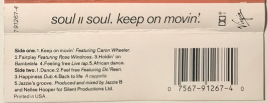 Soul II Soul : Keep On Movin' (Cass, Album, SR,)