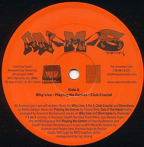 Anomos : Why Live EP (12", EP)