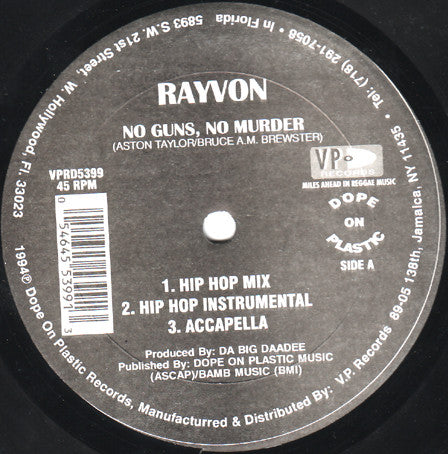 Rayvon : No Guns, No Murder (12")