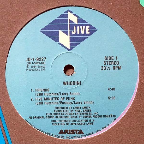 Whodini : Friends / Five Minutes Of Funk (12")