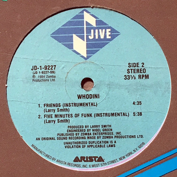 Whodini : Friends / Five Minutes Of Funk (12")