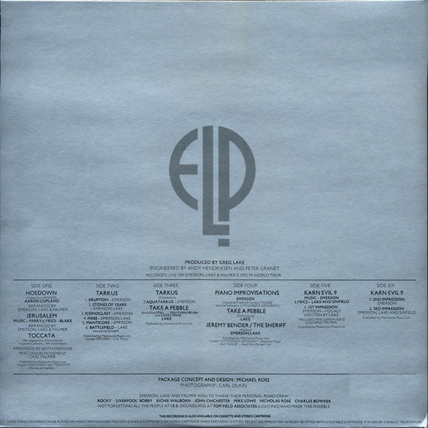 Emerson, Lake & Palmer : Welcome Back My Friends To The Show That Never Ends - Ladies And Gentlemen (3xLP, Album, SP)