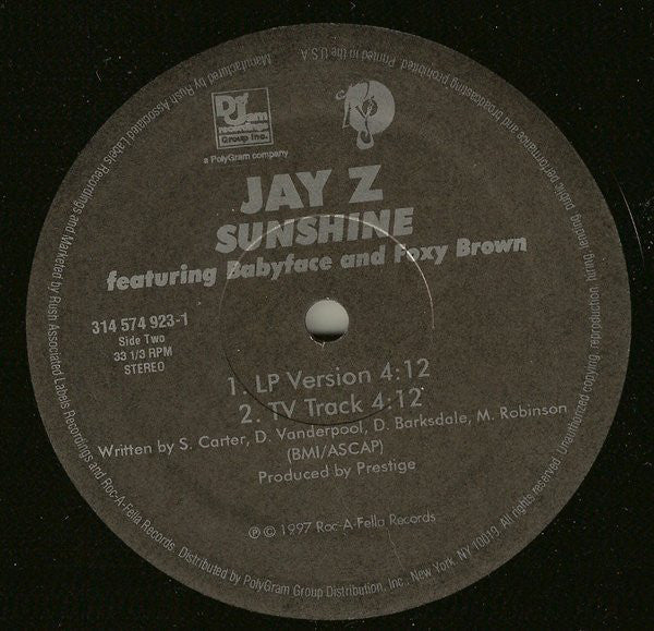 Jay-Z featuring Babyface and Foxy Brown : Sunshine (12")