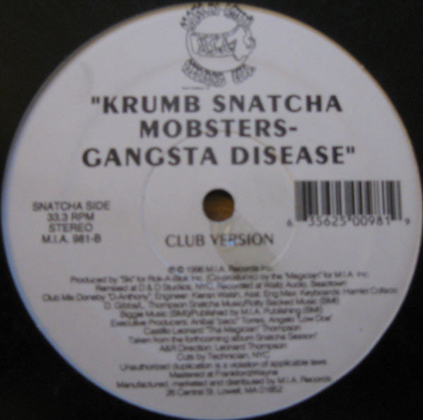 Krumb Snatcha : Mobsters - Gangsta Disease (12")