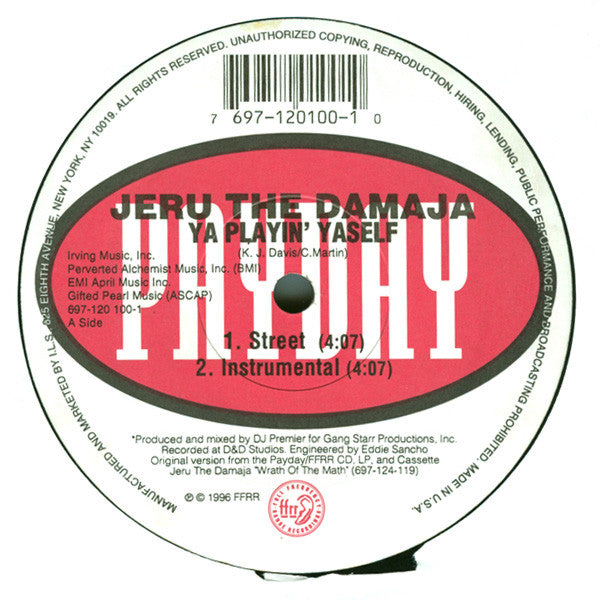 Jeru The Damaja : Ya Playin' Yaself (12", Sti)