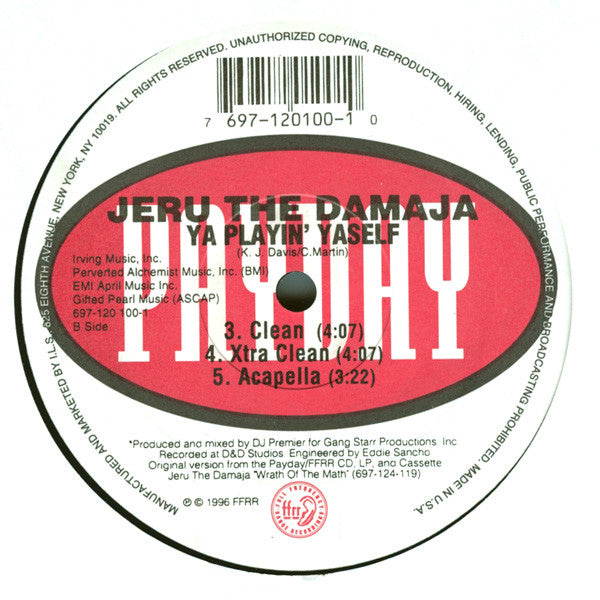 Jeru The Damaja : Ya Playin' Yaself (12", Sti)
