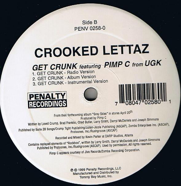 Crooked Lettaz : Firewater / Get Crunk (12", Single)