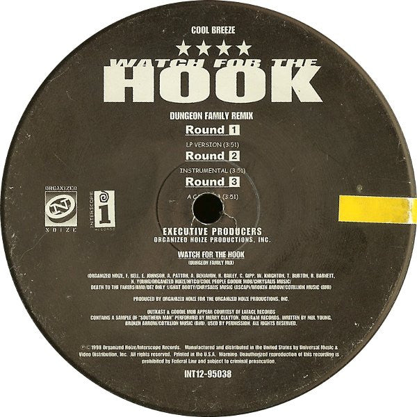Cool Breeze (2) : Watch For The Hook (Dungeon Family Mix) (12", Single)
