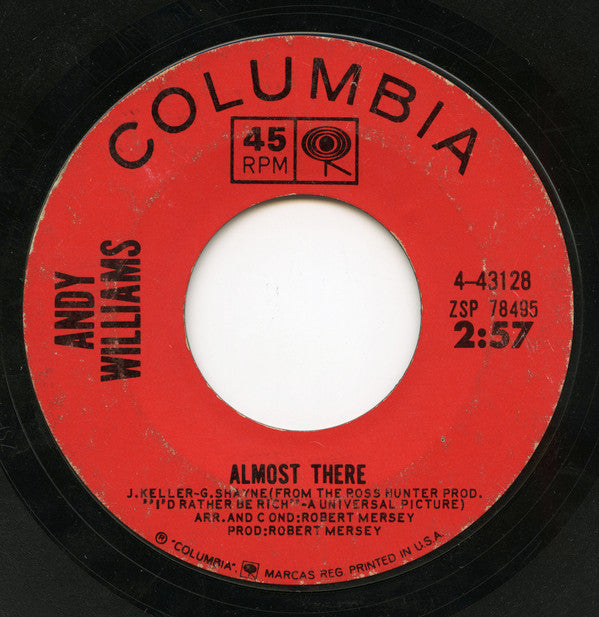 Andy Williams : On The Street Where You Live (7", Single, Styrene)