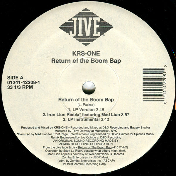 KRS-One : Return Of The Boom Bap / Mortal Thought (12")