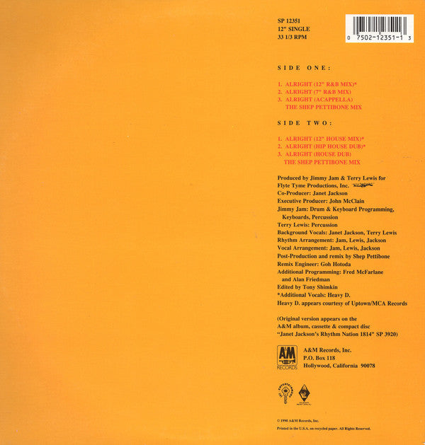Janet Jackson : Alright (12", Single)