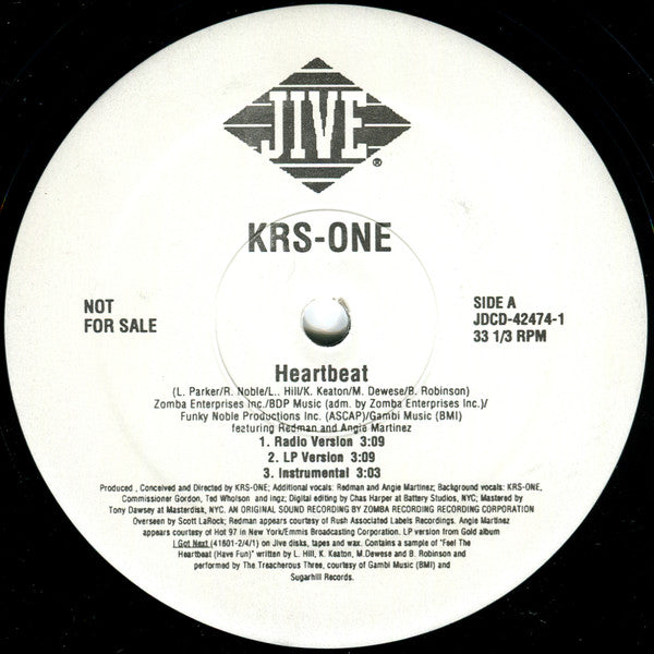KRS-One : A Friend / Heartbeat (12", Promo)