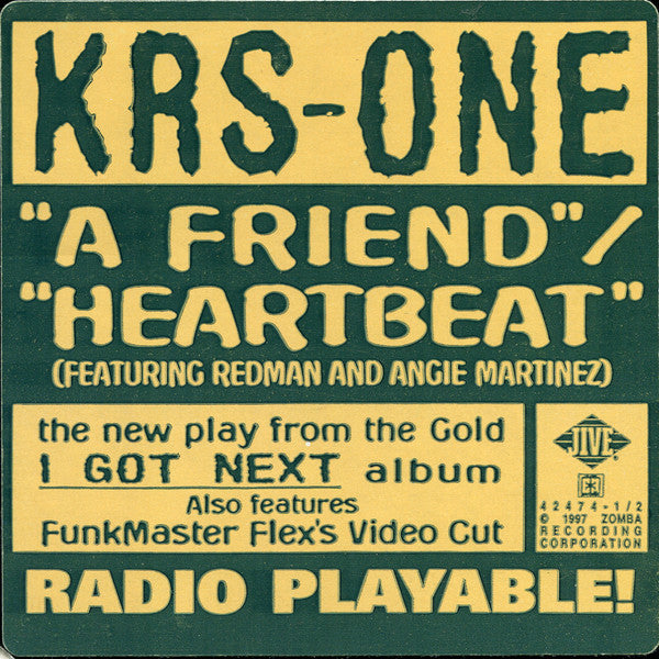 KRS-One : A Friend / Heartbeat (12", Promo)