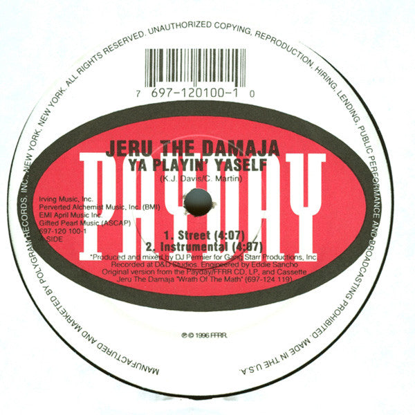 Jeru The Damaja : Ya Playin' Yaself (12", Pic)