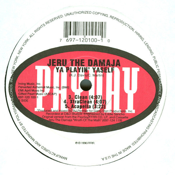 Jeru The Damaja : Ya Playin' Yaself (12", Pic)