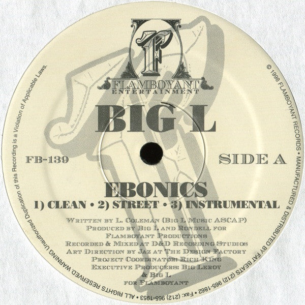Big L : Ebonics / Size 'Em Up (12")