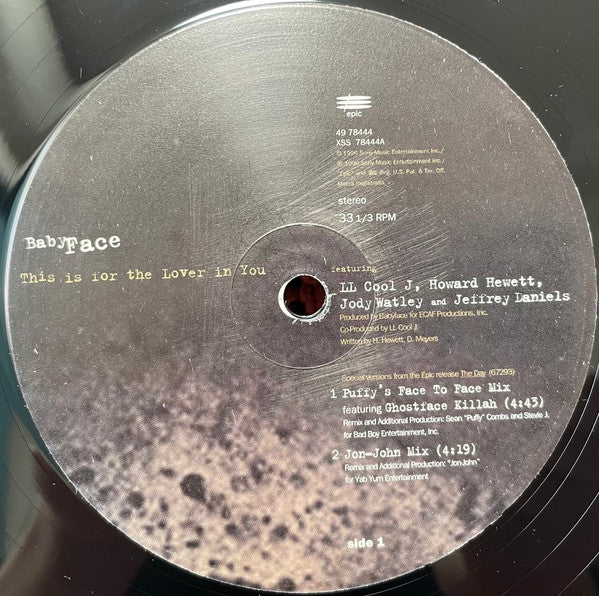 Babyface : This Is For The Lover In You (The Remix 12") (12", Single)