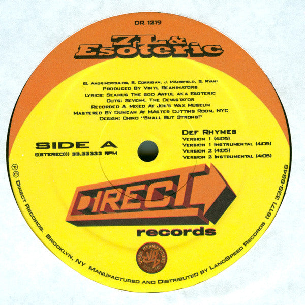 7L & Esoteric : Def Rhymes / Headswell / Learn From The Druid (12")