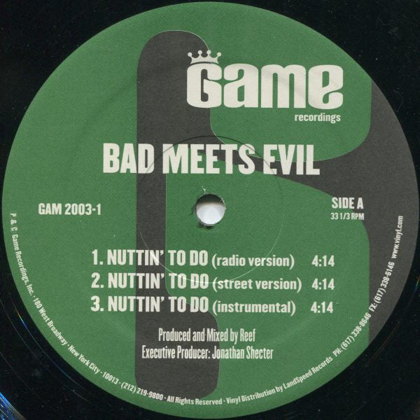 Bad Meets Evil Featuring Eminem aka Slim Shady And Royce Da 5'9" : Nuttin' To Do / Scary Movies (12")