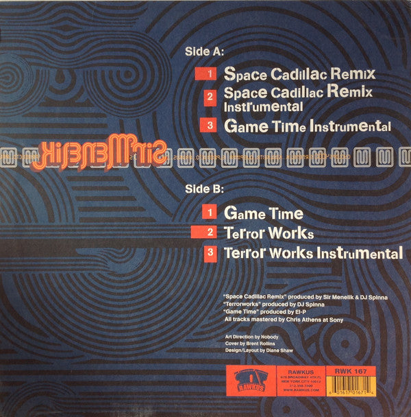 Sir Menelik AKA Cyclops 4000 : Space Cadillac Remix b/w Terror Works / Game Time (12")