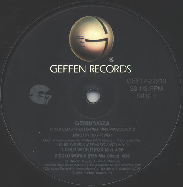 The Genius / GZA Featuring D'Angelo : Cold World (Remix) (12")