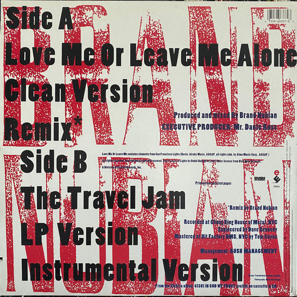 Brand Nubian : Love Me Or Leave Me Alone (12")