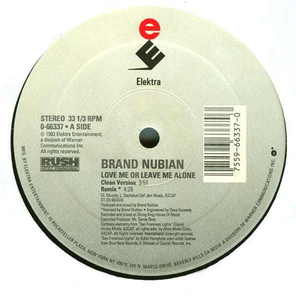 Brand Nubian : Love Me Or Leave Me Alone (12")