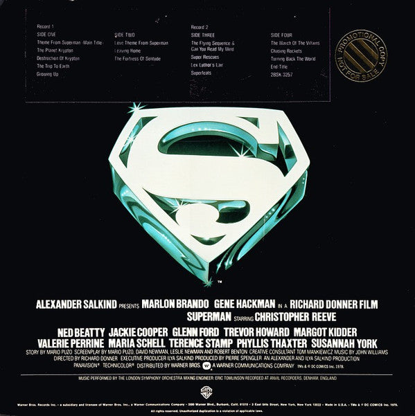 John Williams (4), The London Symphony Orchestra : Superman The Movie (Original Sound Track) (2xLP, Album, Promo, Los)