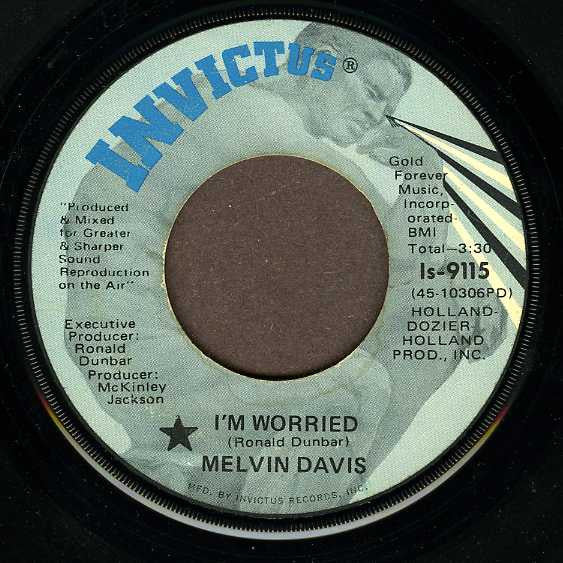 Melvin Davis (2) : I'm Worried (7")