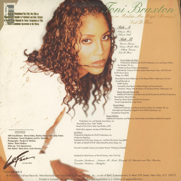 Toni Braxton : You're Makin' Me High (Remix) / Let It Flow (12")