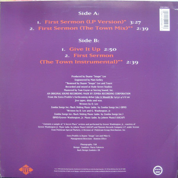 Extra Prolific : First Sermon (12")