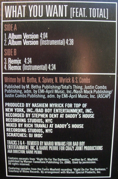 Mase Featuring Total : What You Want (12")
