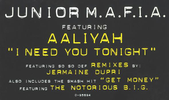 Junior M.A.F.I.A. Featuring Aaliyah : I Need You Tonight (12", Maxi)