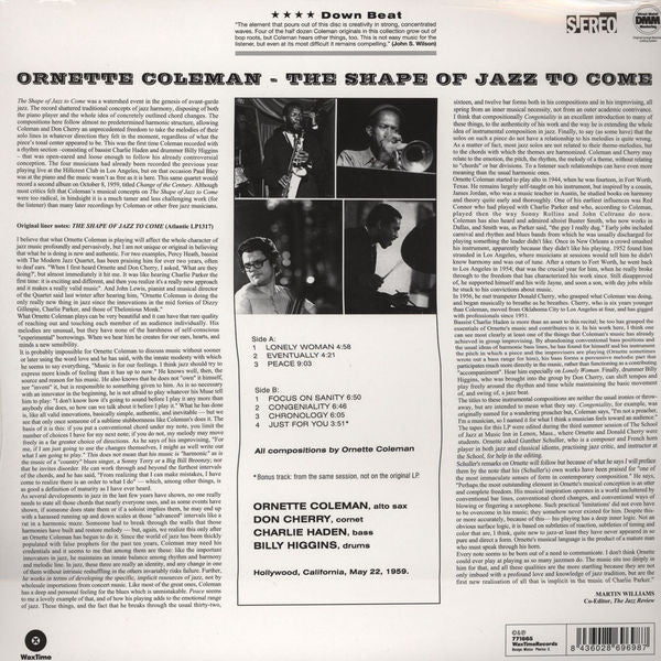 Ornette Coleman : The Shape Of Jazz To Come (LP,Album,Reissue)