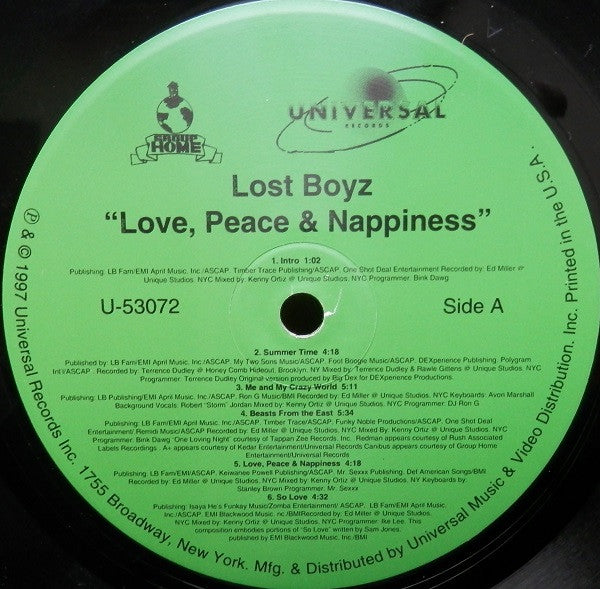 Lost Boyz : Love, Peace And Nappiness (LP, Album)