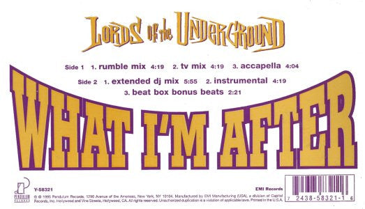 Lords Of The Underground : What I'm After (12")