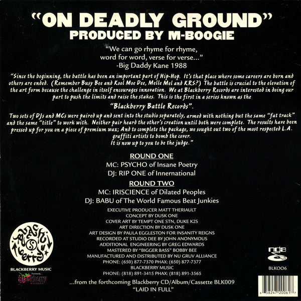 Psycho (8) & Rip One Vs Rakaa-Iriscience & Babu : On Deadly Ground (12")
