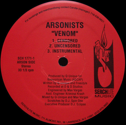 The Arsonists : Venom / Seed (12")
